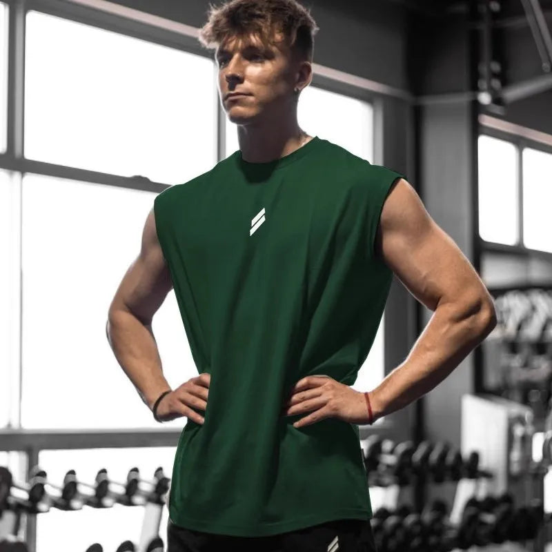Fitness Sports Tank Top Men's Breathable Loose Fit Training Sleeveless T-shirt Quick Drying Vest Men's Fitness Clothing