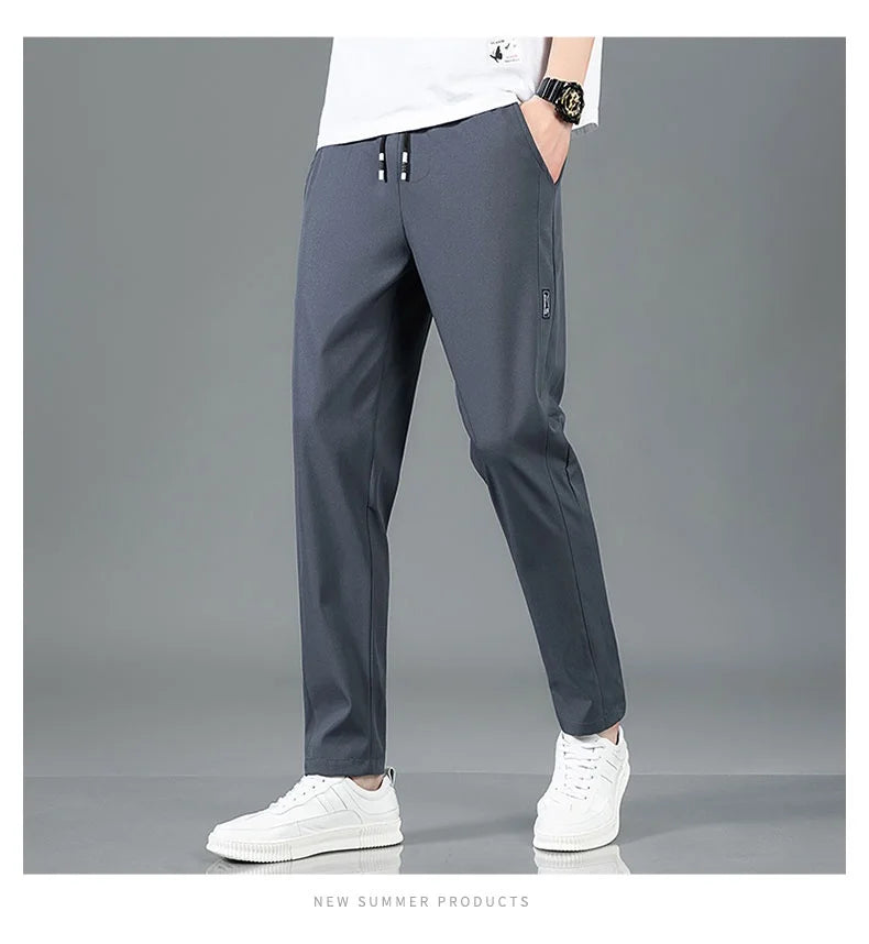 New Black Gray Thin Business Casual Pants Outdoor Elastic Breathable Straight Leg Sweatpants