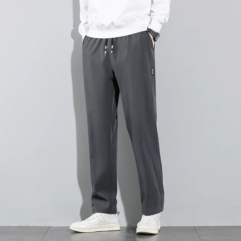 New Black Gray Thin Business Casual Pants Outdoor Elastic Breathable Straight Leg Sweatpants