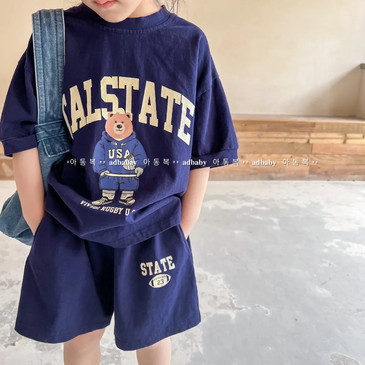 Girls Clothing Set Cartoon Bear T-Shirt and Shorts Suit Kid Casual Top Bottom Clothing Tracksuit