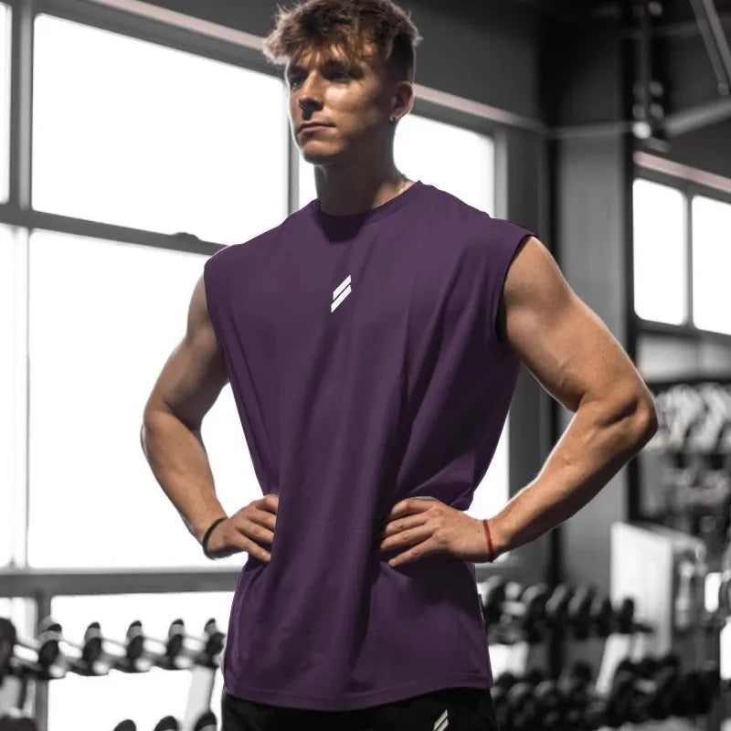 Fitness Sports Tank Top Men's Breathable Loose Fit Training Sleeveless T-shirt Quick Drying Vest Men's Fitness Clothing