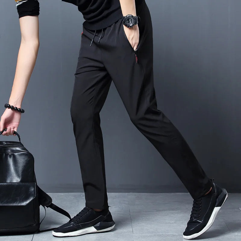 Quick-drying casual pants slim fit version ice silk pants sports pants straight tube quick-drying pants
