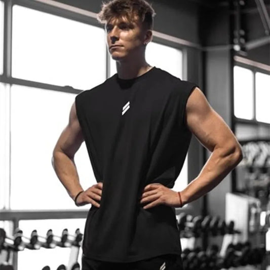 Fitness Sports Tank Top Men's Breathable Loose Fit Training Sleeveless T-shirt Quick Drying Vest Men's Fitness Clothing