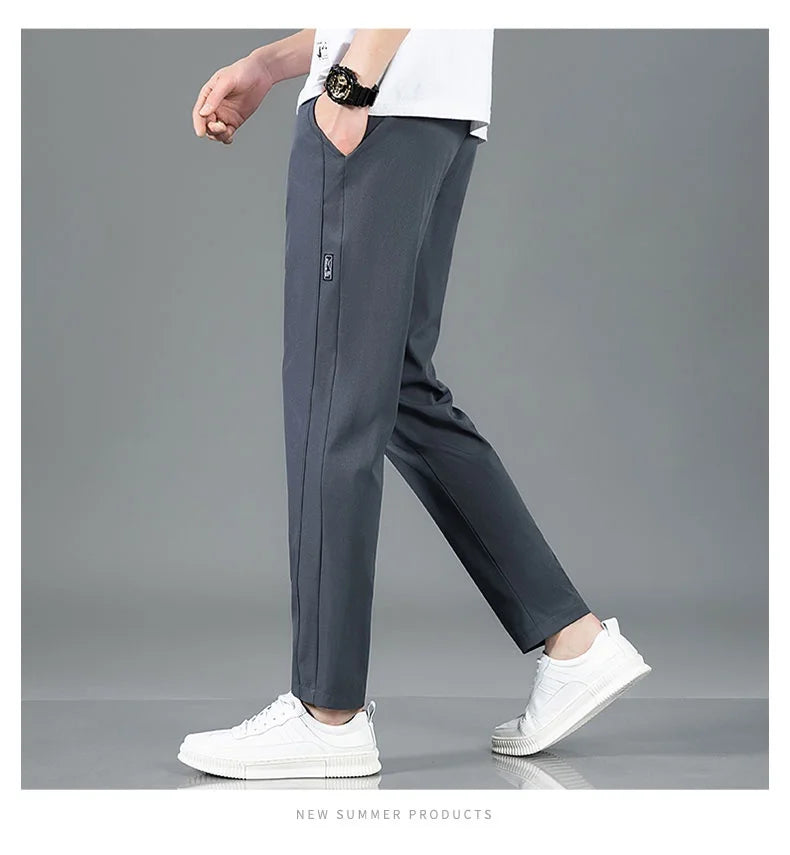 New Black Gray Thin Business Casual Pants Outdoor Elastic Breathable Straight Leg Sweatpants