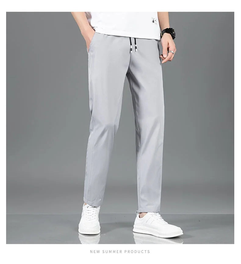 New Black Gray Thin Business Casual Pants Outdoor Elastic Breathable Straight Leg Sweatpants