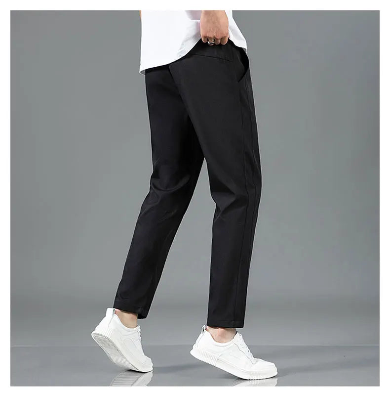 New Black Gray Thin Business Casual Pants Outdoor Elastic Breathable Straight Leg Sweatpants