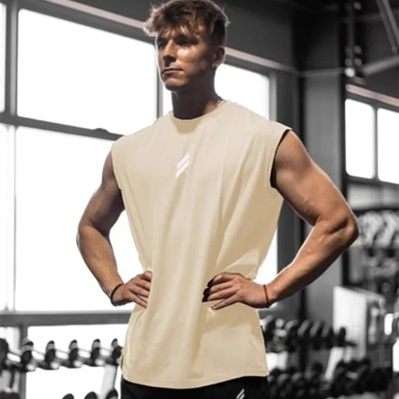 Fitness Sports Tank Top Men's Breathable Loose Fit Training Sleeveless T-shirt Quick Drying Vest Men's Fitness Clothing