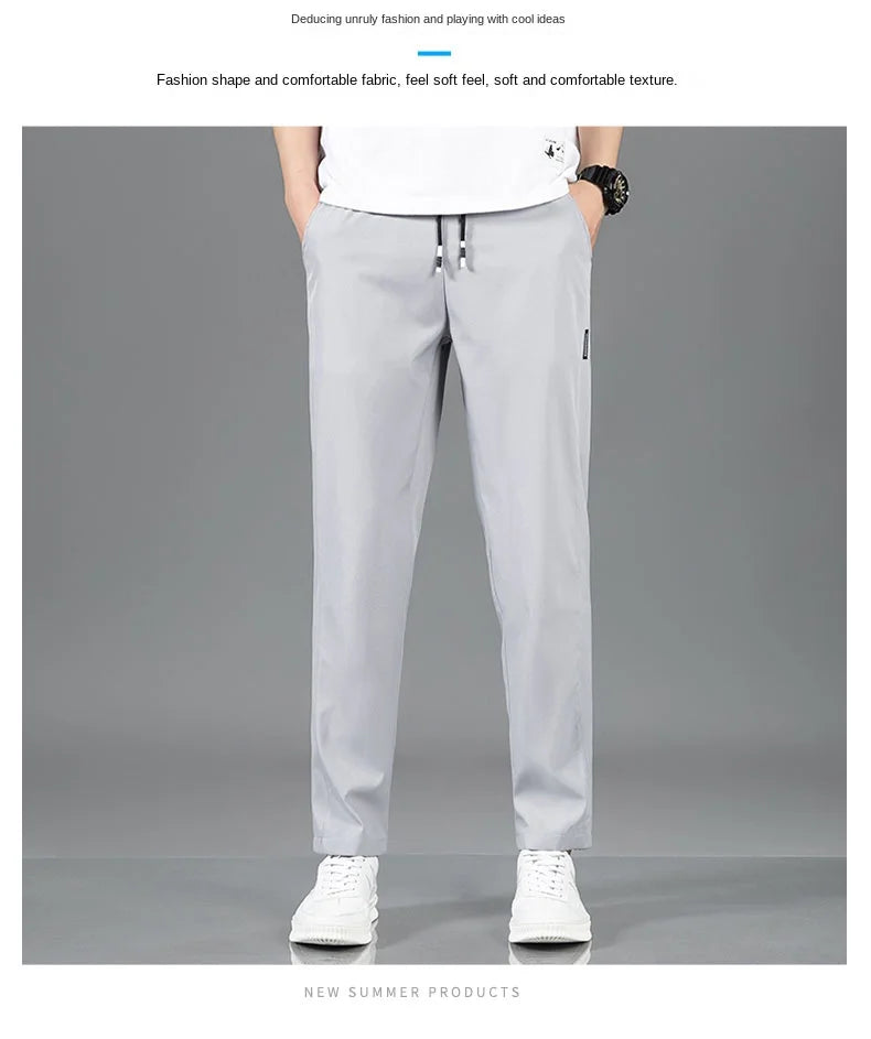 New Black Gray Thin Business Casual Pants Outdoor Elastic Breathable Straight Leg Sweatpants