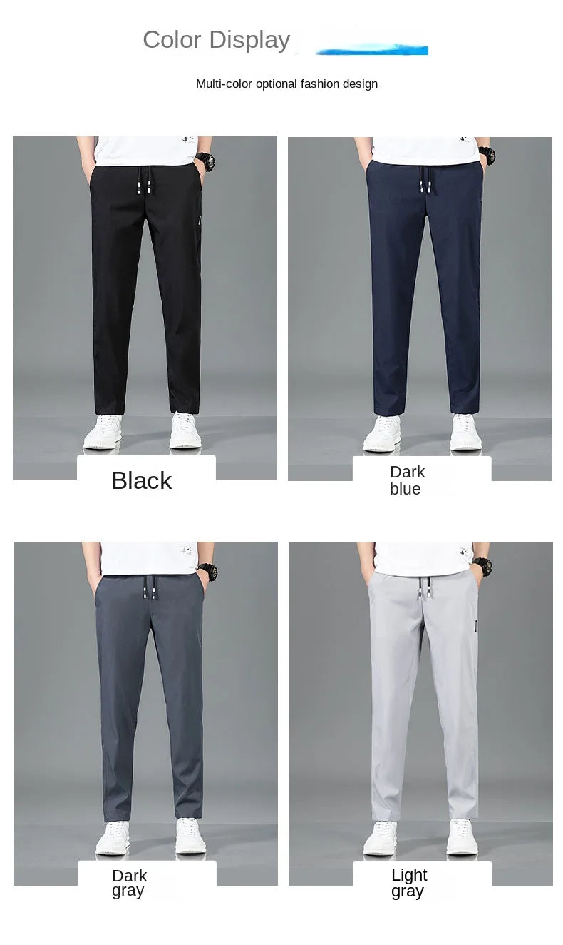 New Black Gray Thin Business Casual Pants Outdoor Elastic Breathable Straight Leg Sweatpants