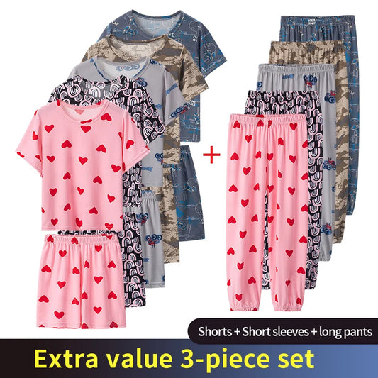 Boy And Girl Comfortable Thin Air-conditioned Pajamas Set