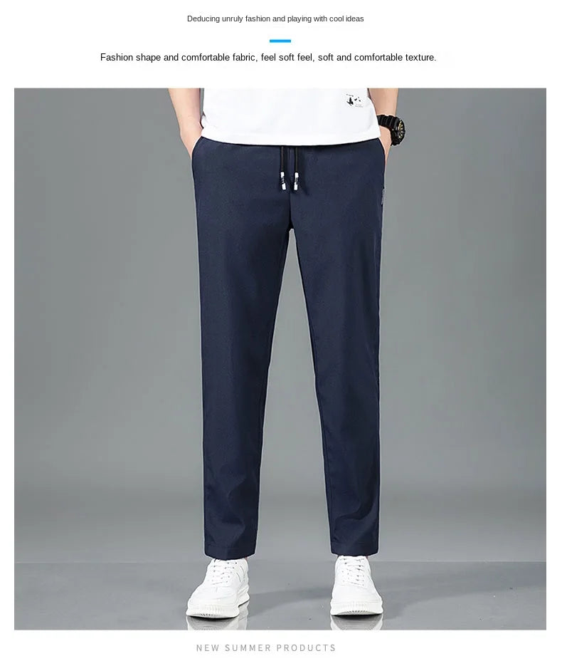 New Black Gray Thin Business Casual Pants Outdoor Elastic Breathable Straight Leg Sweatpants
