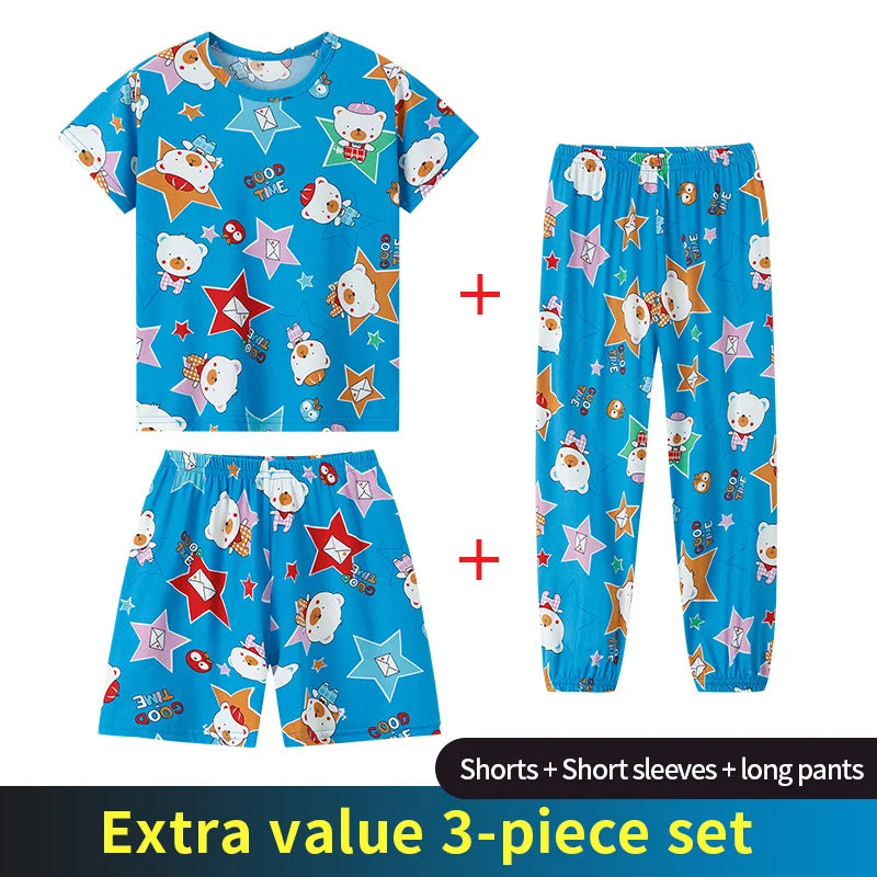 Boy And Girl Comfortable Thin Air-conditioned Pajamas Set