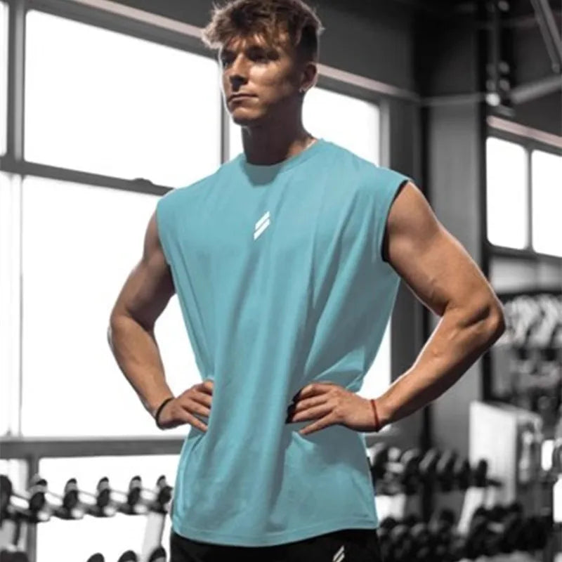 Fitness Sports Tank Top Men's Breathable Loose Fit Training Sleeveless T-shirt Quick Drying Vest Men's Fitness Clothing