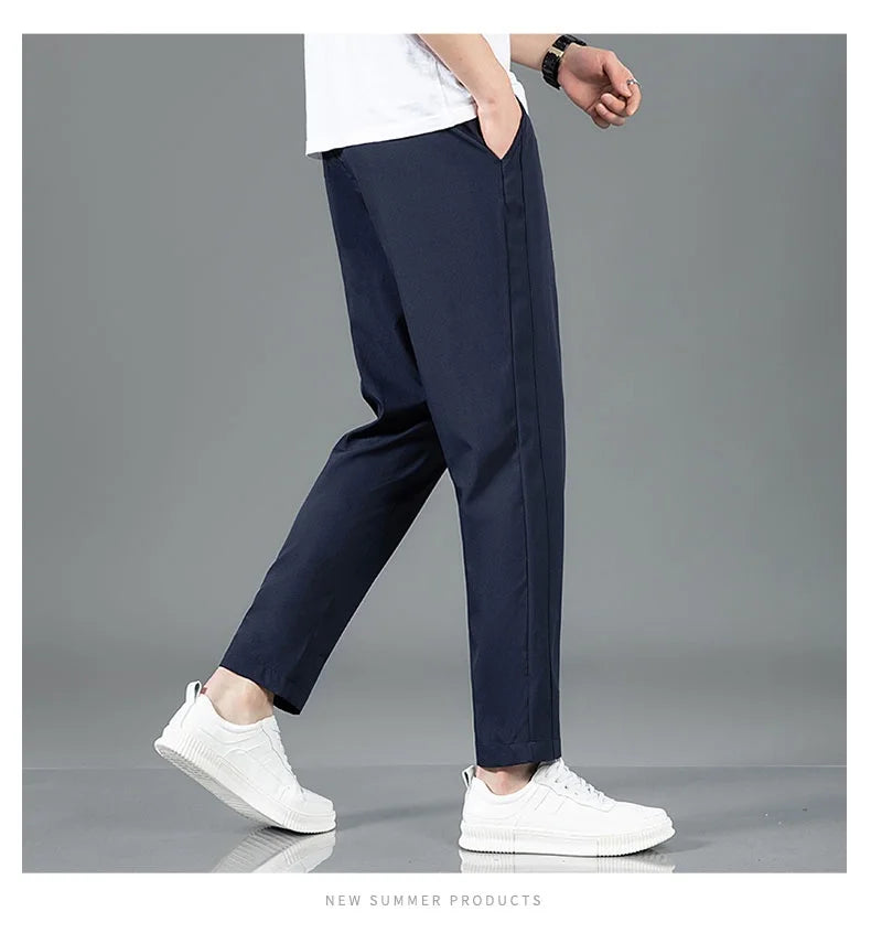 New Black Gray Thin Business Casual Pants Outdoor Elastic Breathable Straight Leg Sweatpants