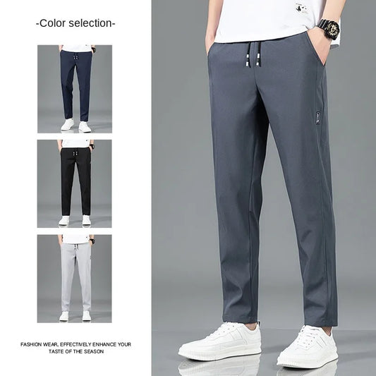 New Black Gray Thin Business Casual Pants Outdoor Elastic Breathable Straight Leg Sweatpants