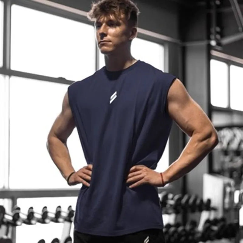 Fitness Sports Tank Top Men's Breathable Loose Fit Training Sleeveless T-shirt Quick Drying Vest Men's Fitness Clothing