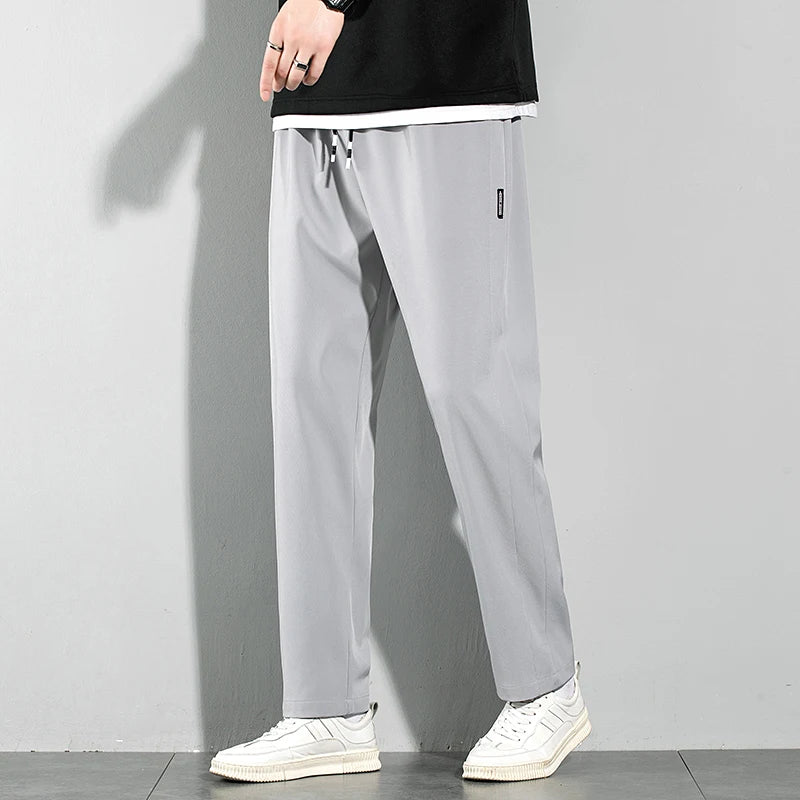 New Black Gray Thin Business Casual Pants Outdoor Elastic Breathable Straight Leg Sweatpants