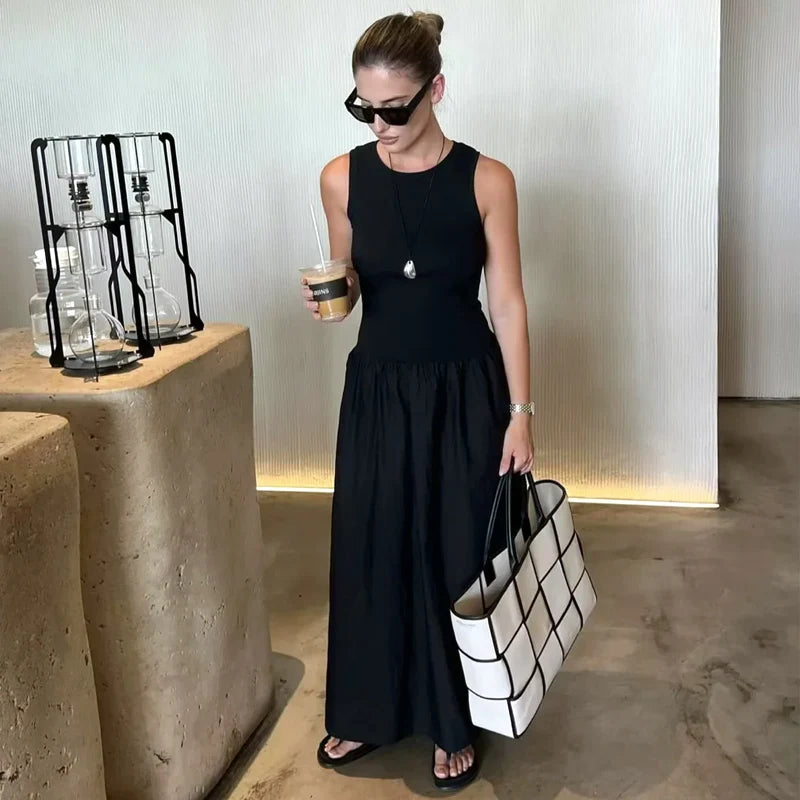 Women's Sleeveless Black Dress Fashion Casual Party Dress Vestidos for Women