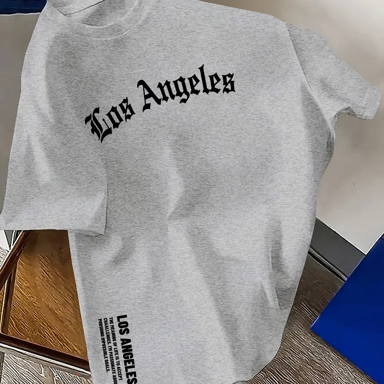 100% Cotton Fashion Los Angeles Letter Printed Loose Large Casual Comfortable Round Neck Short Sleeve T-shirt Top