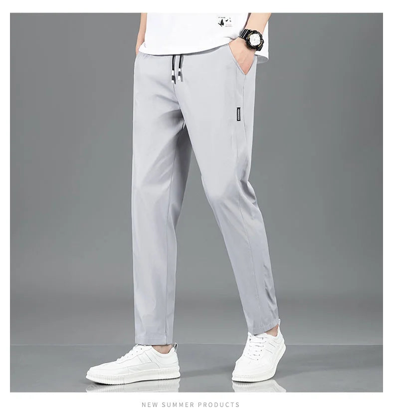 New Black Gray Thin Business Casual Pants Outdoor Elastic Breathable Straight Leg Sweatpants