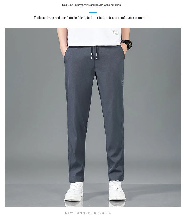 New Black Gray Thin Business Casual Pants Outdoor Elastic Breathable Straight Leg Sweatpants