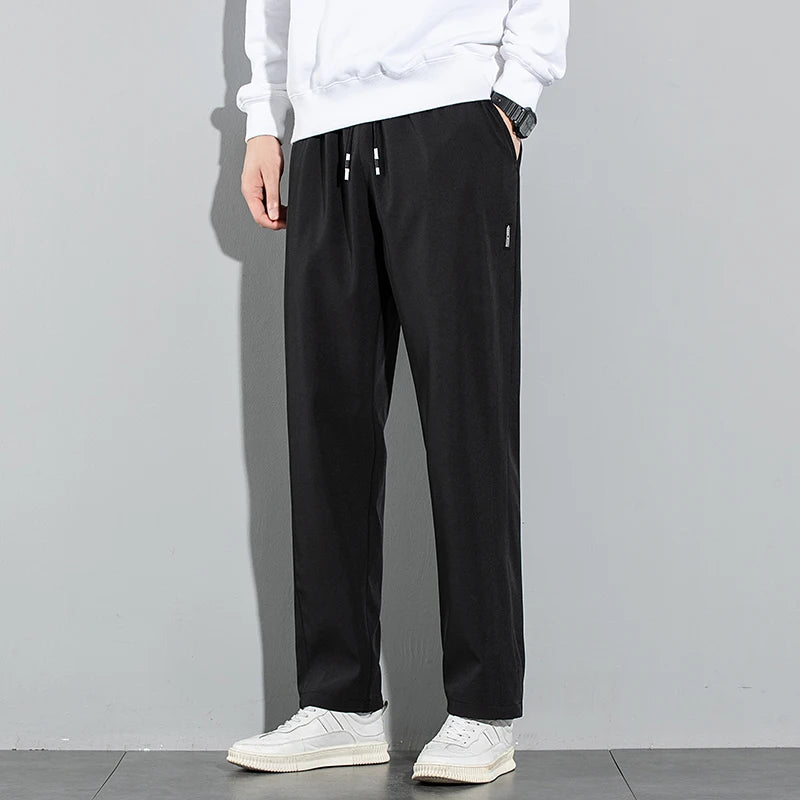 New Black Gray Thin Business Casual Pants Outdoor Elastic Breathable Straight Leg Sweatpants