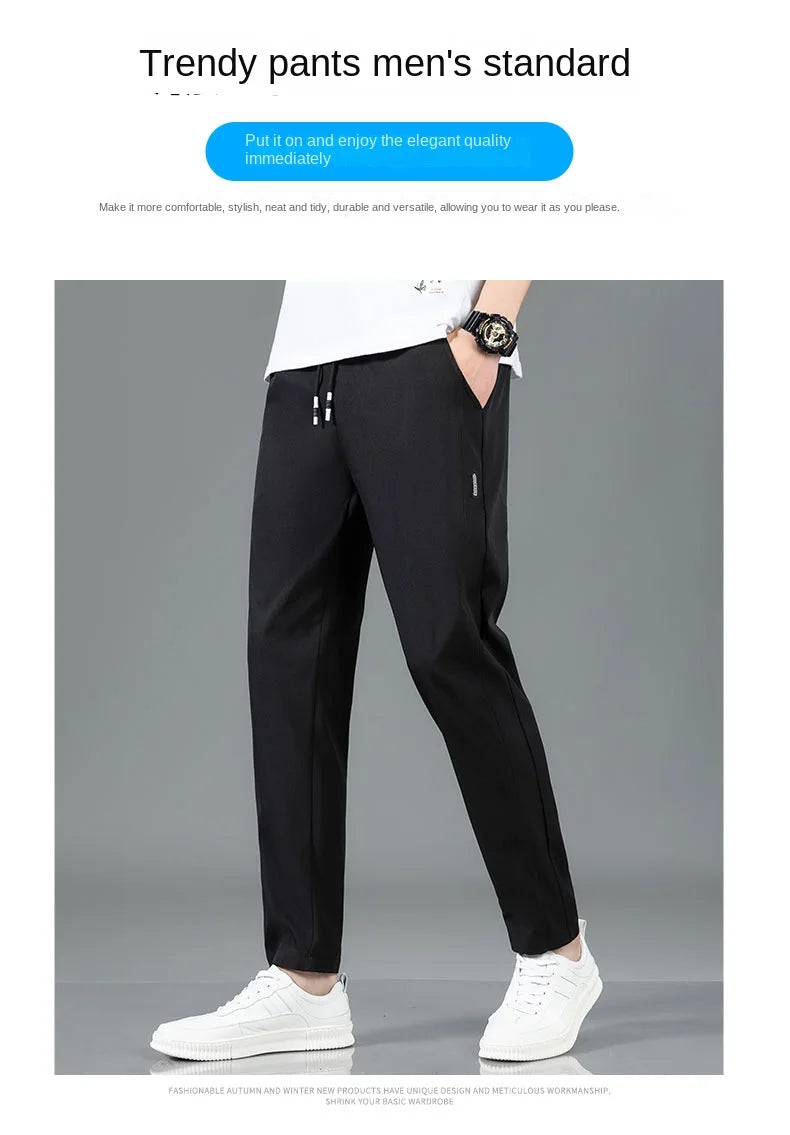 New Black Gray Thin Business Casual Pants Outdoor Elastic Breathable Straight Leg Sweatpants