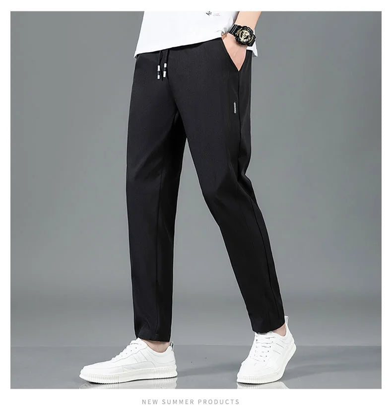 New Black Gray Thin Business Casual Pants Outdoor Elastic Breathable Straight Leg Sweatpants