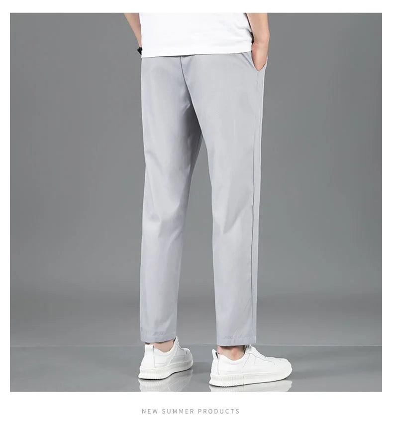 New Black Gray Thin Business Casual Pants Outdoor Elastic Breathable Straight Leg Sweatpants