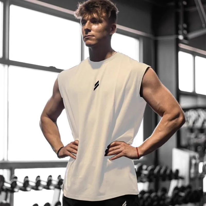 Fitness Sports Tank Top Men's Breathable Loose Fit Training Sleeveless T-shirt Quick Drying Vest Men's Fitness Clothing