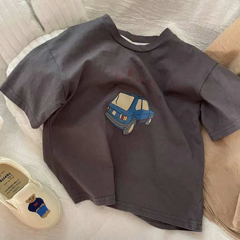 Cotton Half Sleeve T-Shirt Boys Kids Unisex Clothing Sports Casual T-Shirt