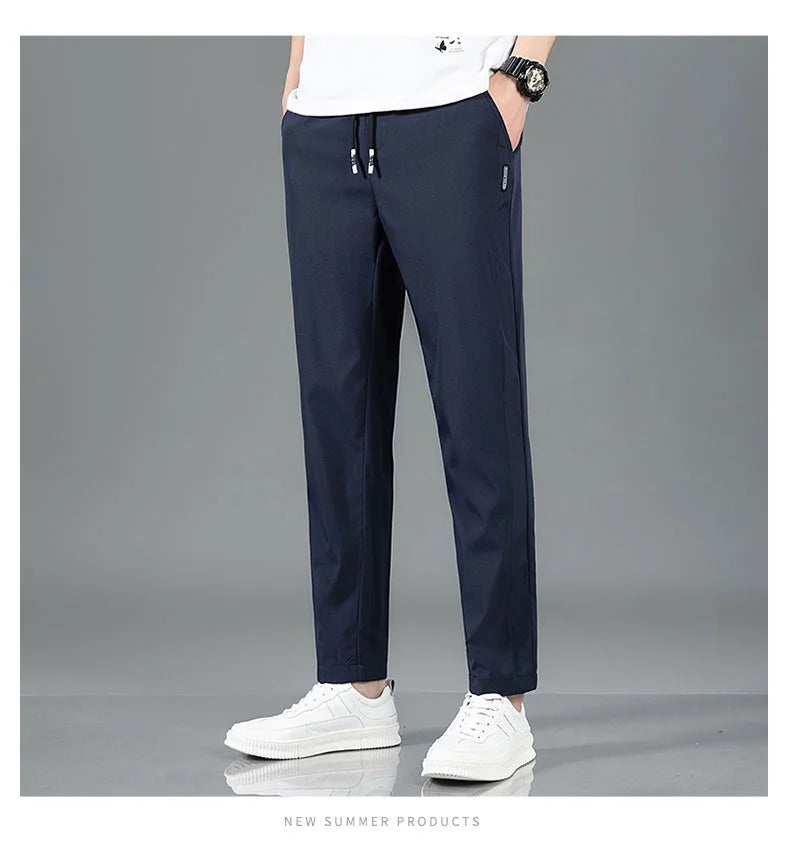 New Black Gray Thin Business Casual Pants Outdoor Elastic Breathable Straight Leg Sweatpants